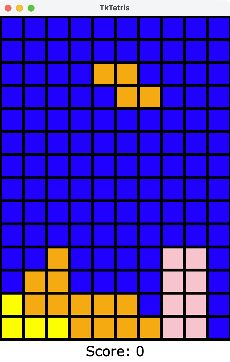 Screenshot of TkTetris running on macOS